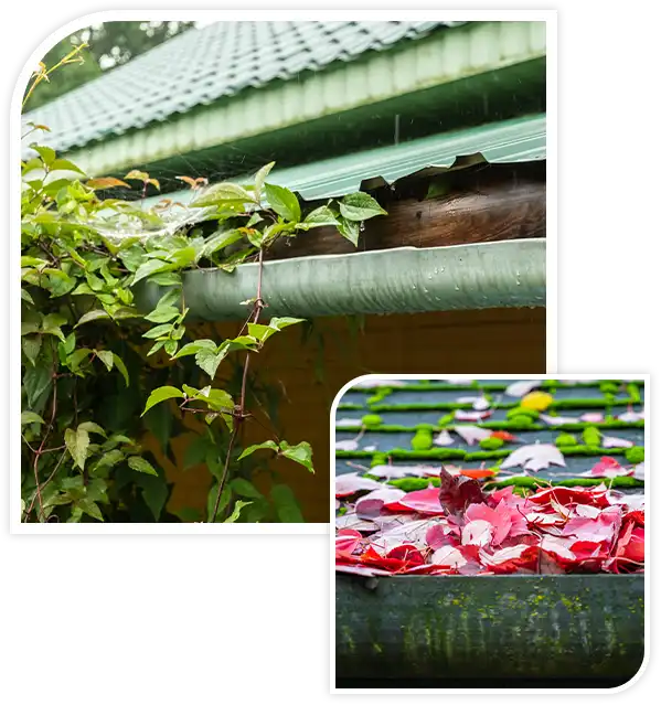 Rain water gutter under the roof of the house